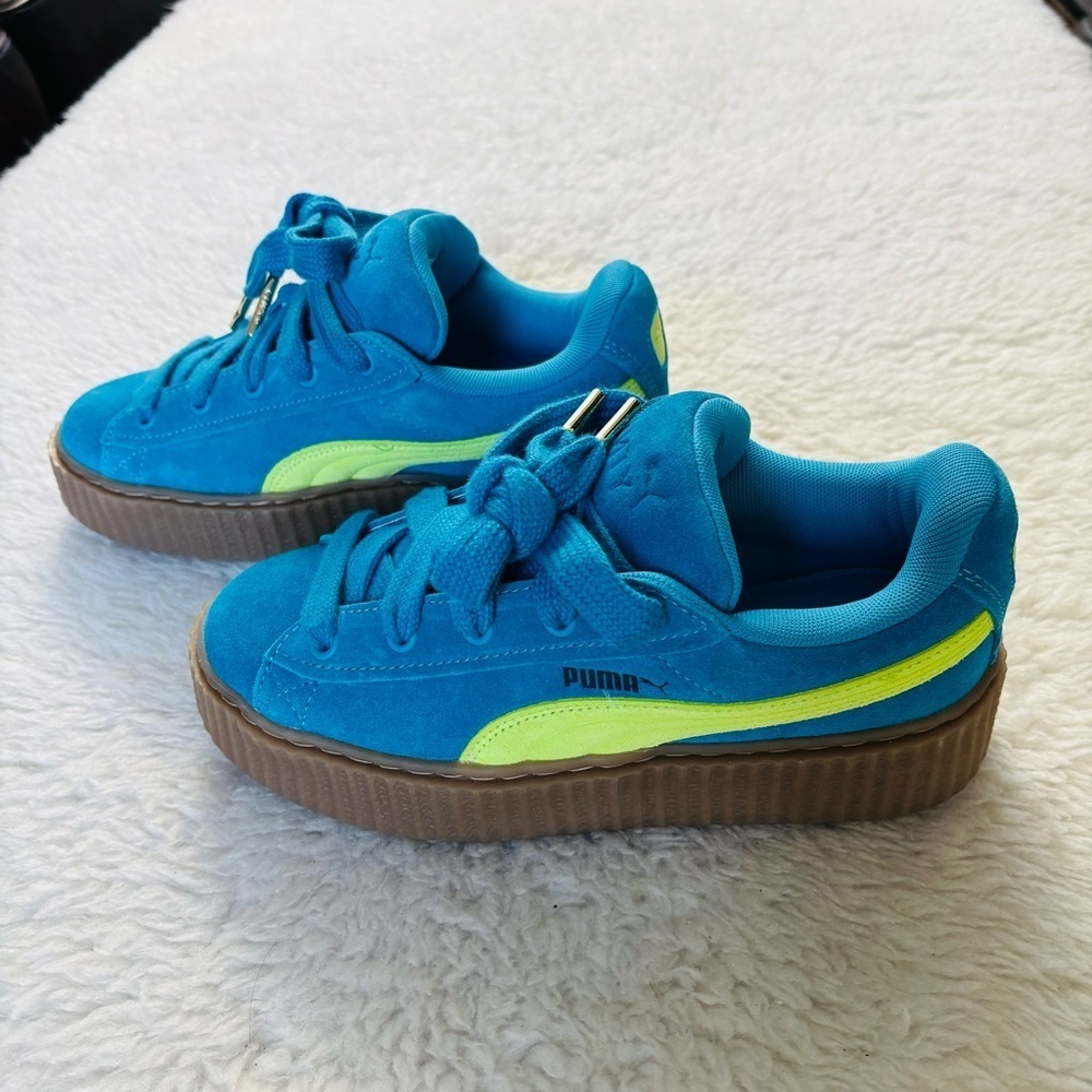 Puma Fenty x Creeper Phatty Speed Blue/Lime Suede Unisex Sneakers EU 37 US W6 M5 - Picture 3 of 12